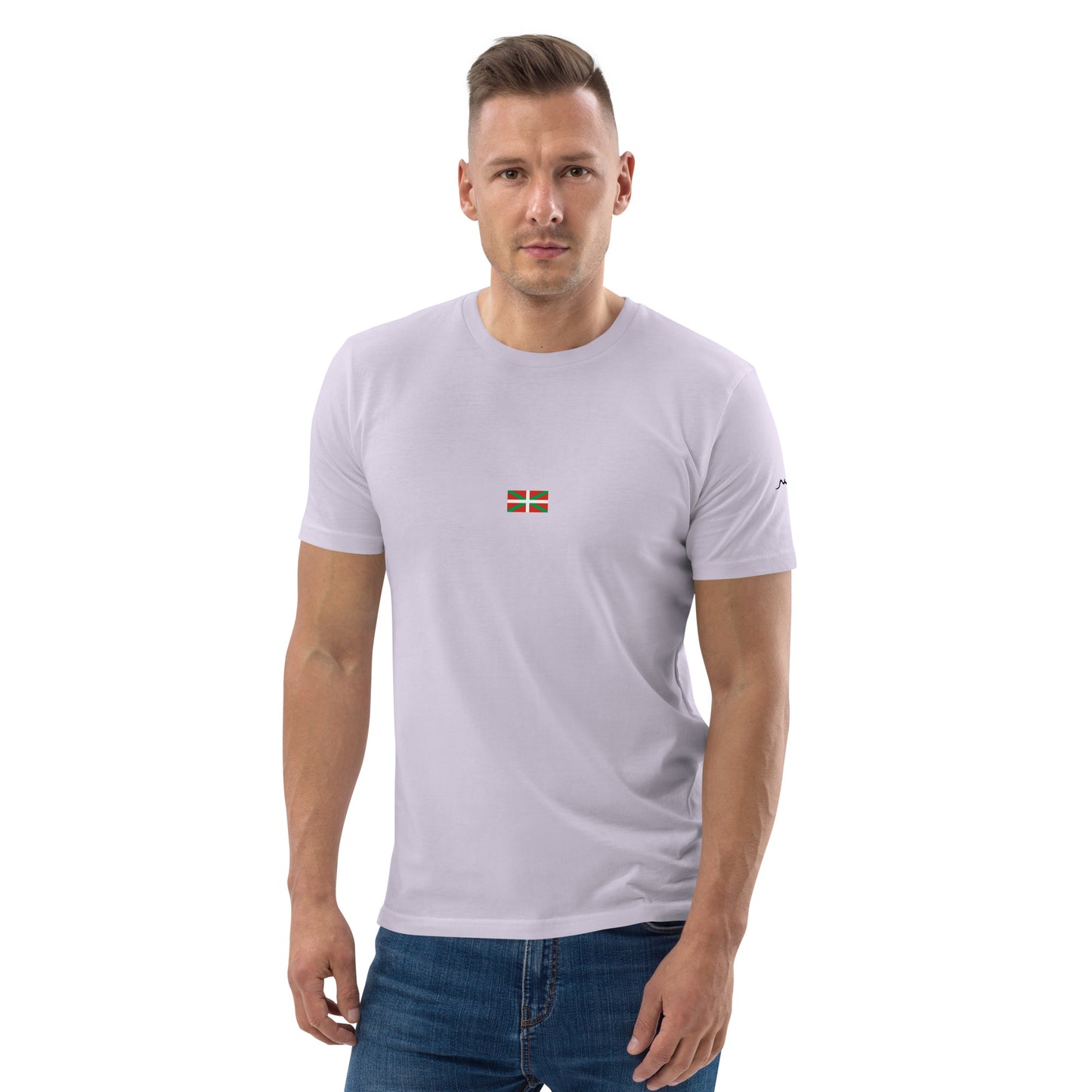 Vue de face du t-shirt 100% coton biologique Ikurriña - coloris orchidée