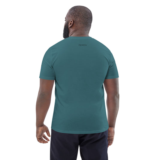 Vue de dos du t-shirt 100% coton biologique Lauburu R - coloris bleu vert