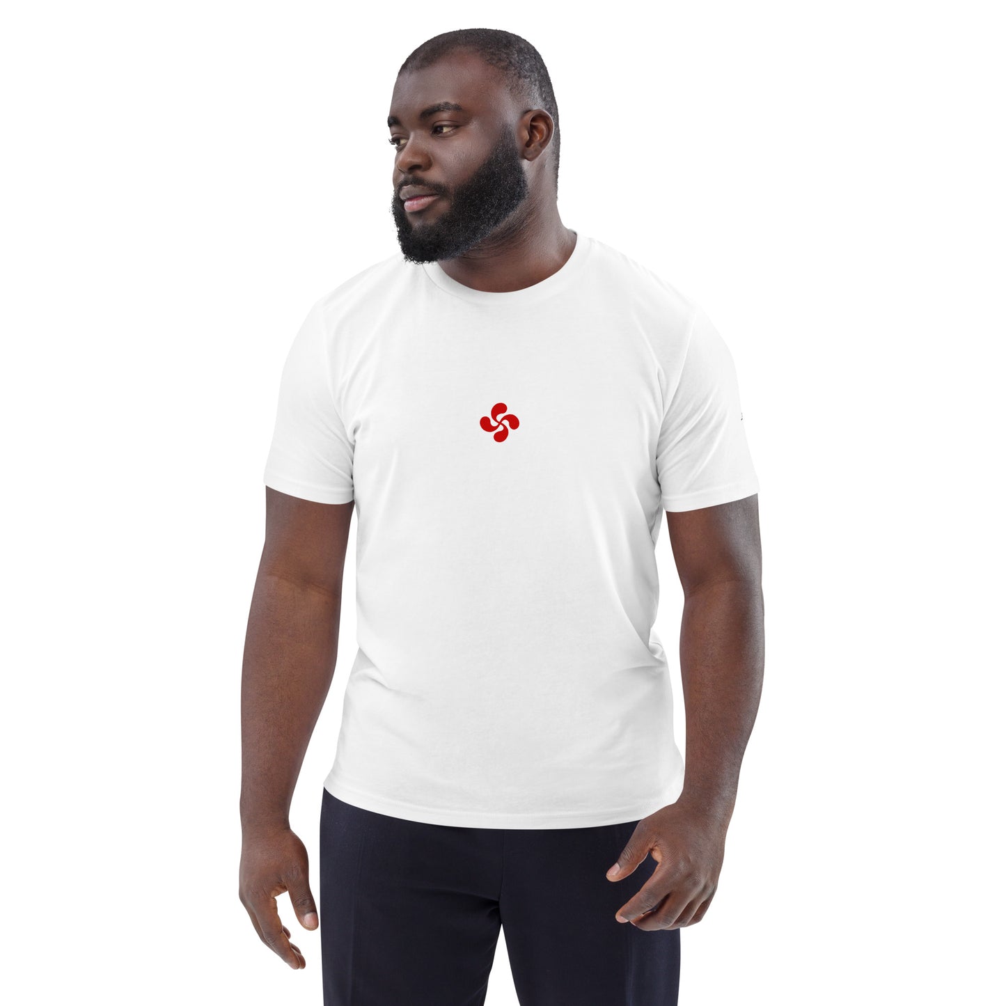 Vue de face du t-shirt 100% coton biologique Lauburu R - coloris blanc
