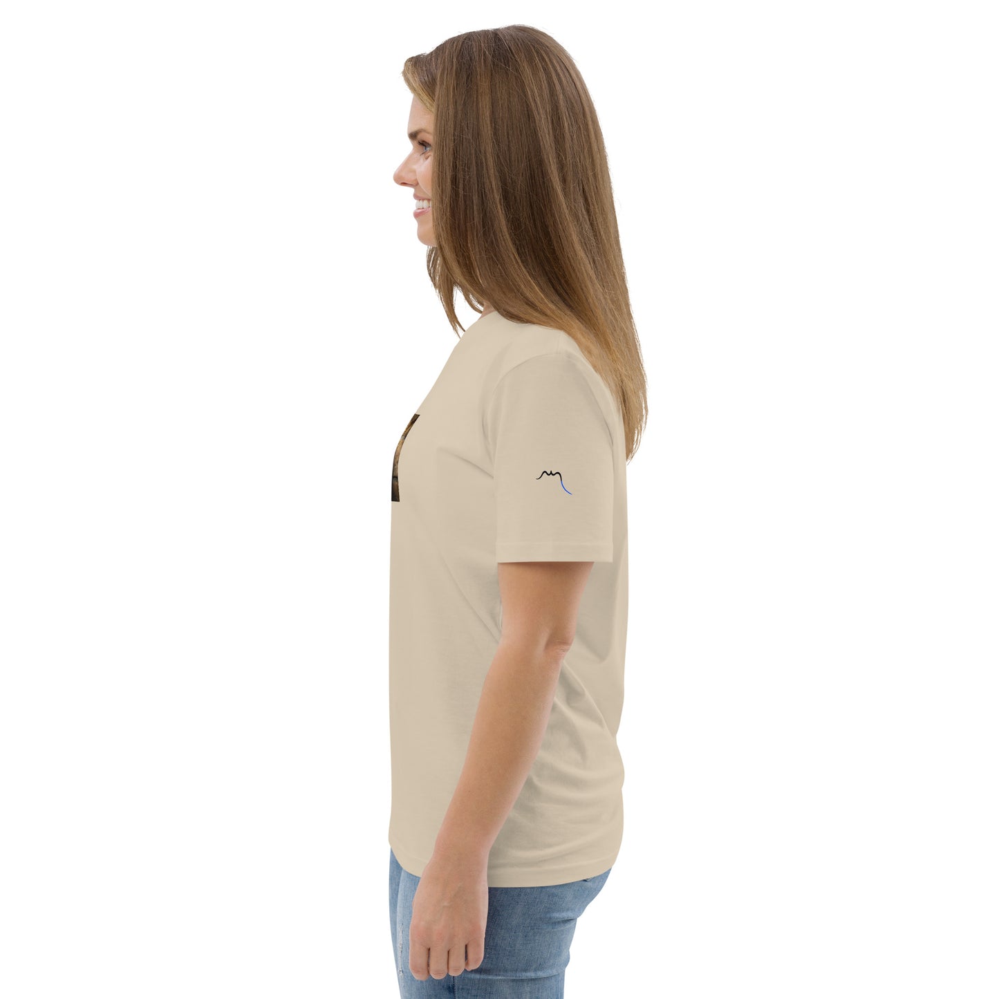 Vue de côté du t-shirt 100% coton biologique Pelote Basque - coloris beige clair
