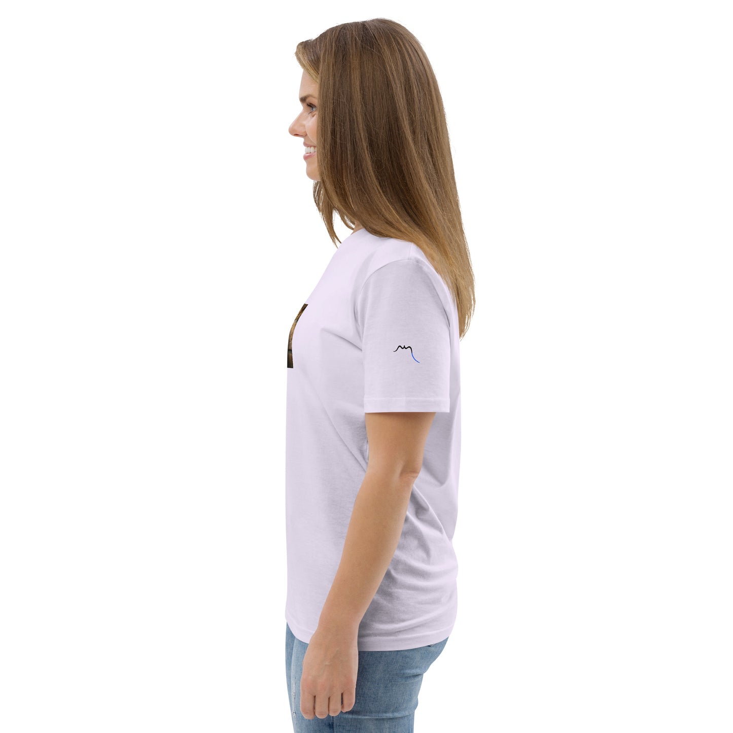 Vue de côté du t-shirt 100% coton biologique Pelote Basque - coloris orchidée