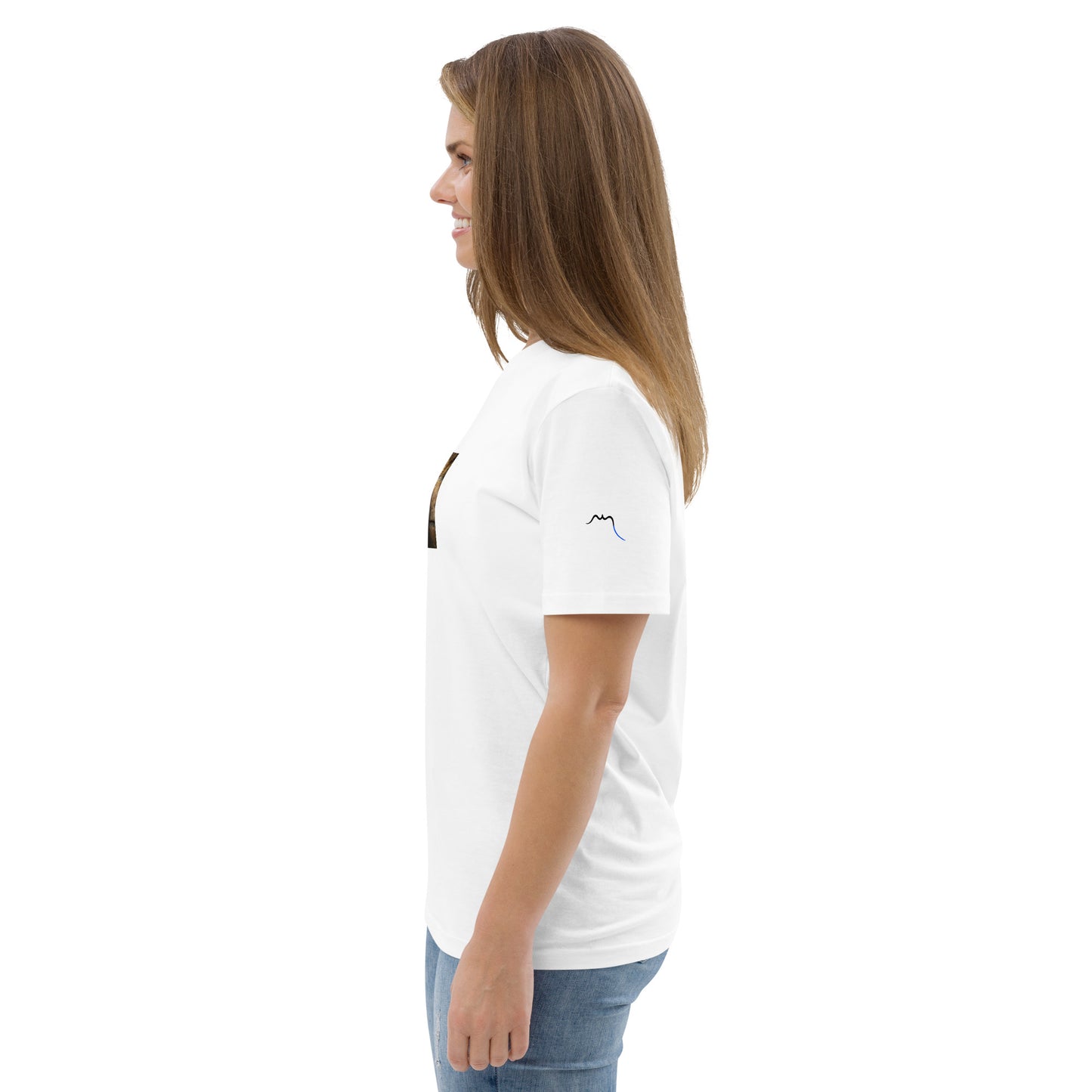 Vue de côté du t-shirt 100% coton biologique Pelote Basque - coloris blanc