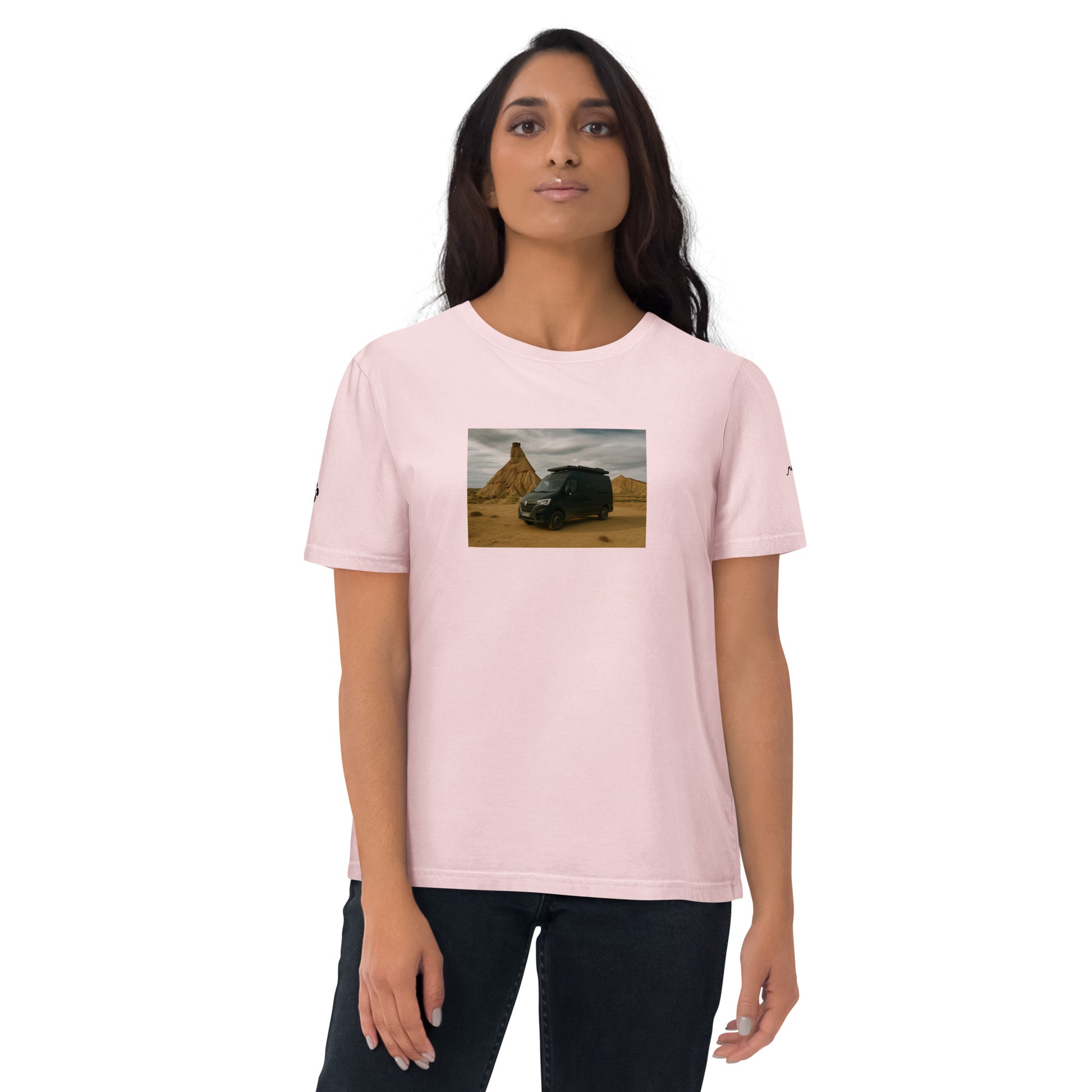 Vue de face du t-shirt 100% coton biologique Van Bardenas - coloris rose pâle