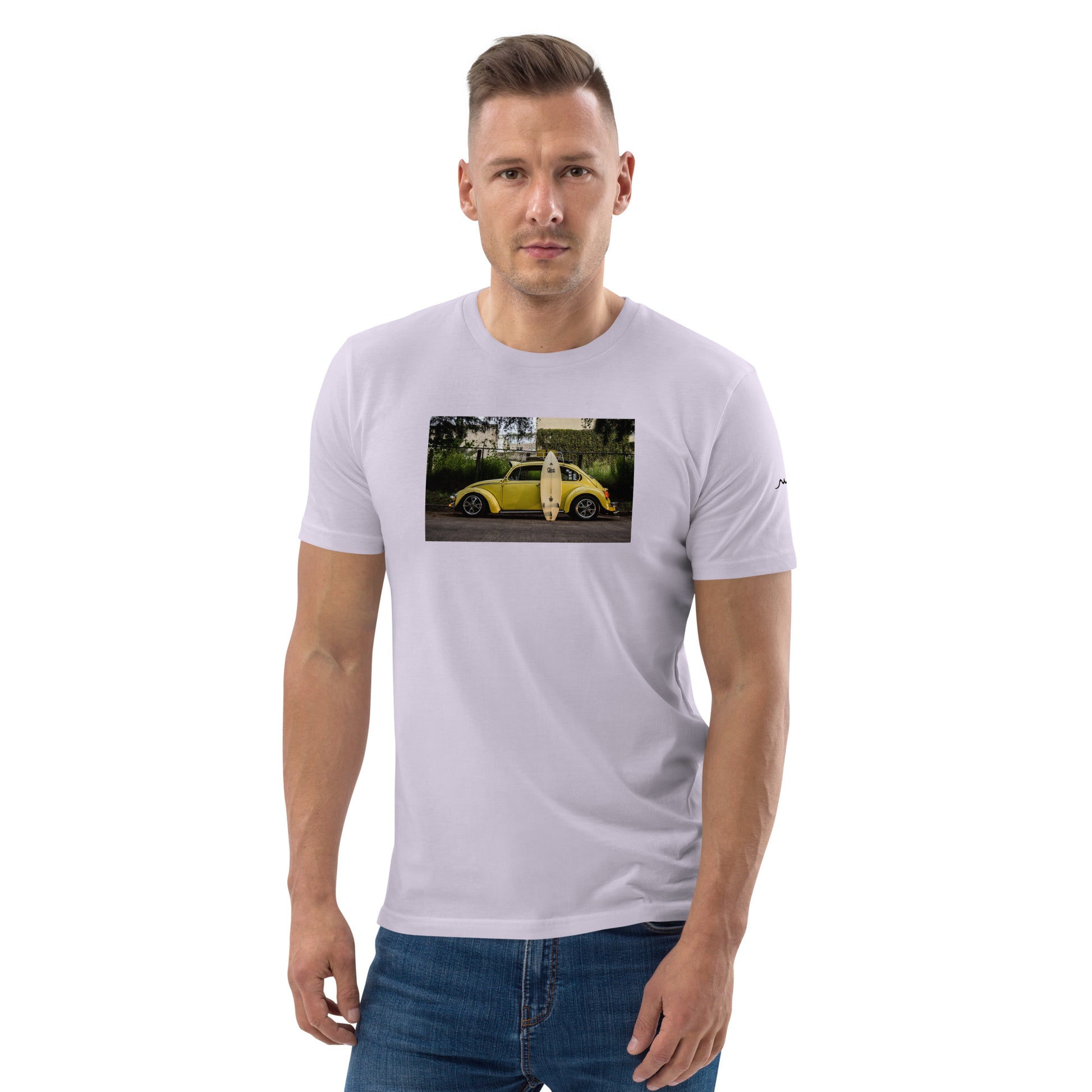 Vue de face du T-shirt 100 % Coton Biologique Yellow Cox - coloris orchidée