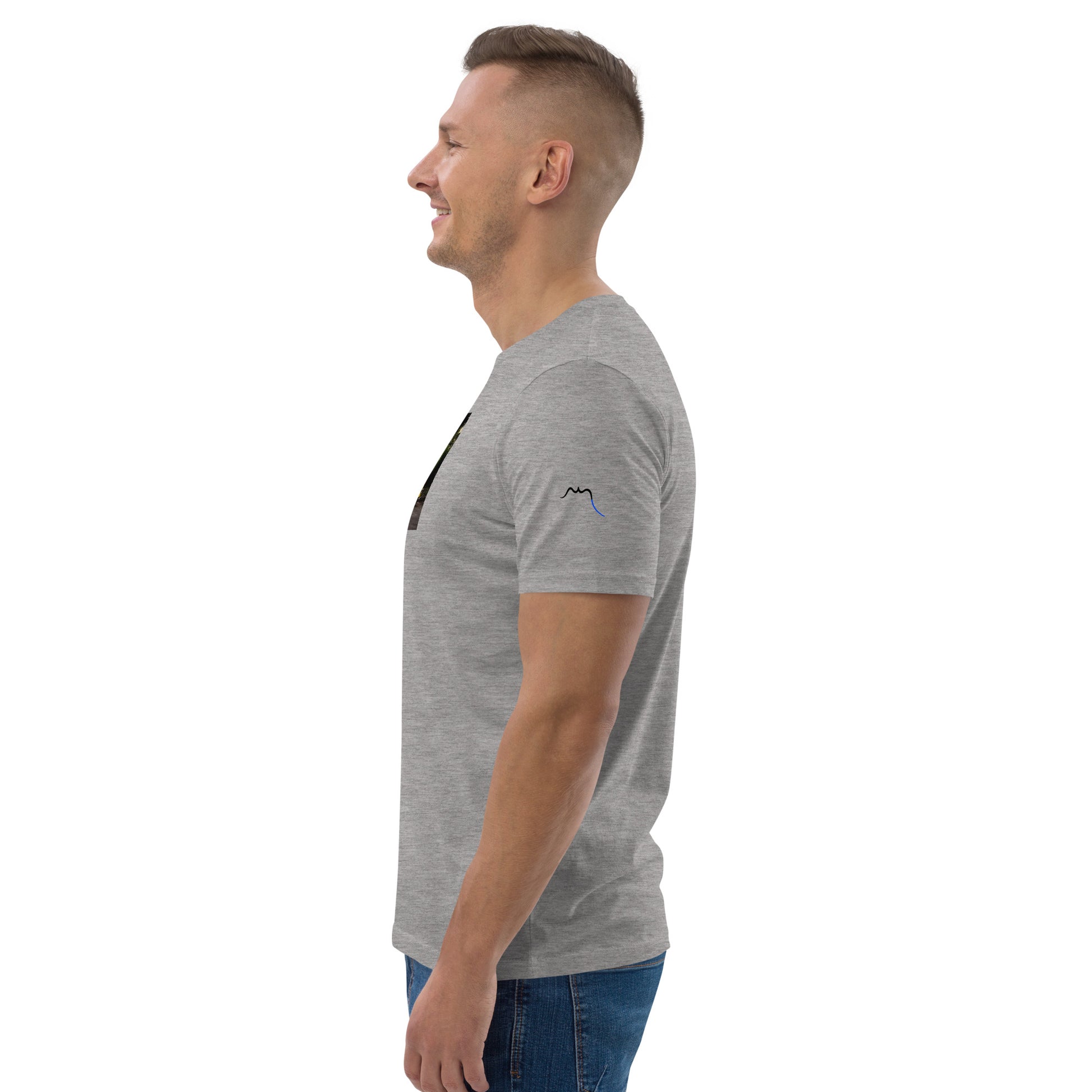 Vue de côté du T-shirt 100 % Coton Biologique - coloris gris chiné