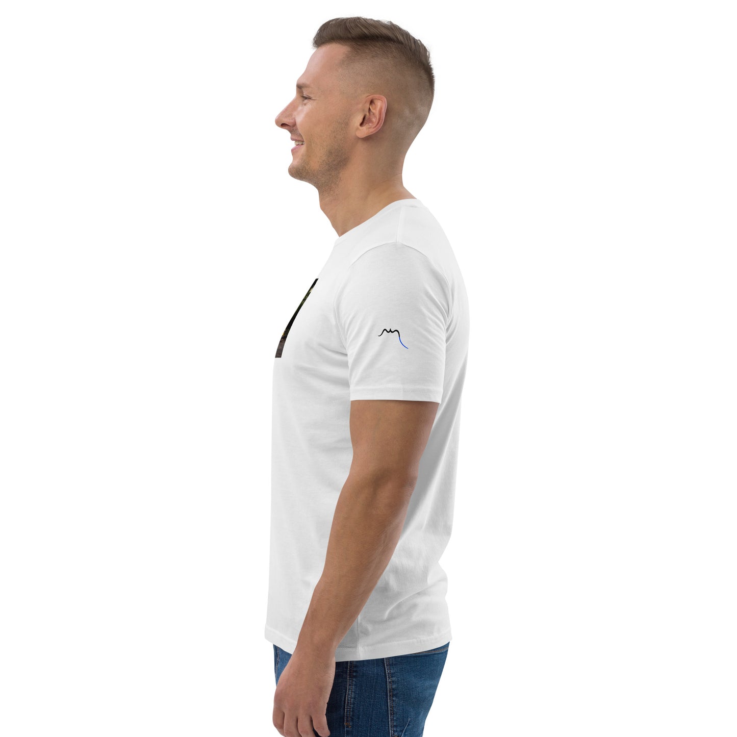 Vue de côté du T-shirt 100 % Coton Biologique - coloris blanc
