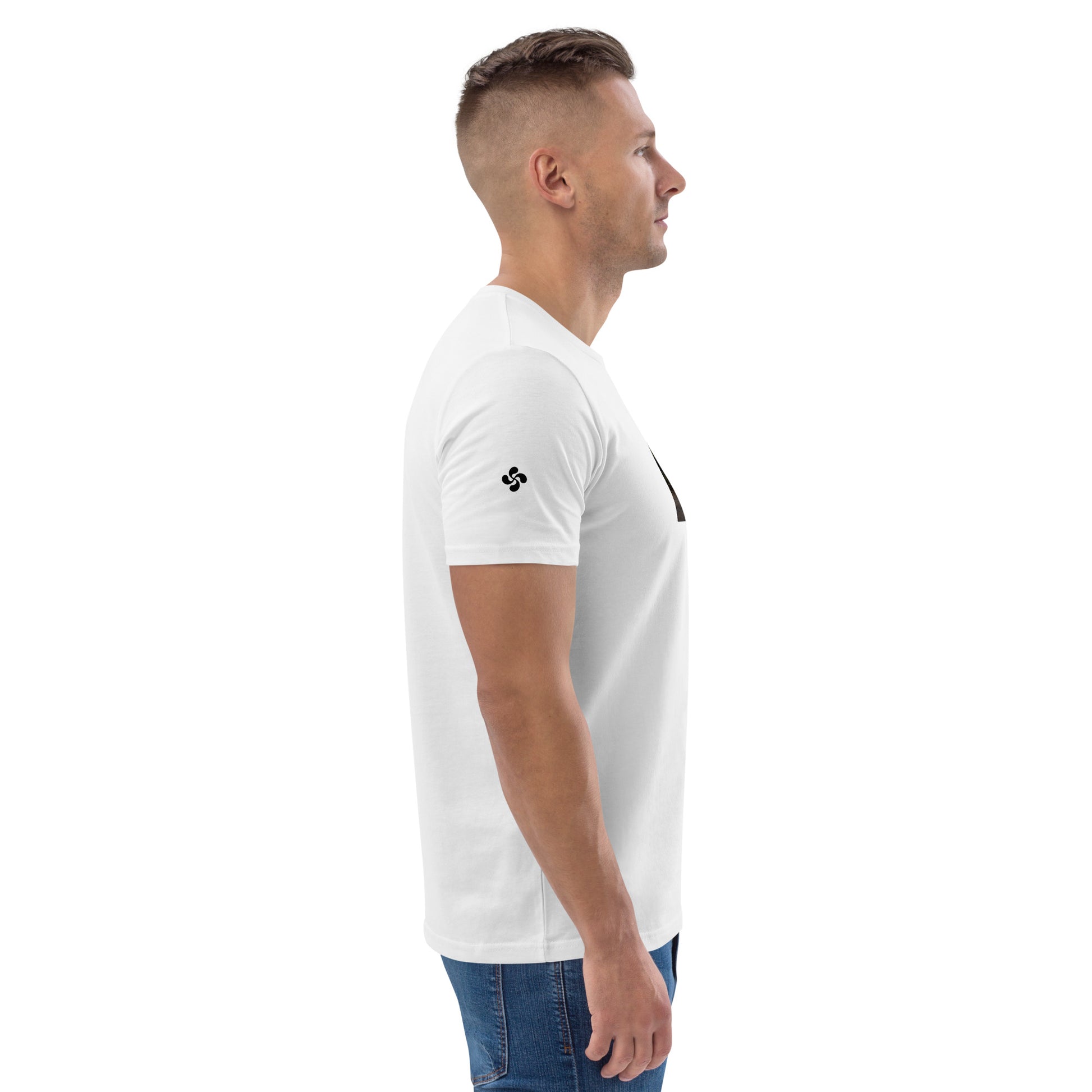 Vue de côté du T-shirt 100 % Coton Biologique - coloris blanc