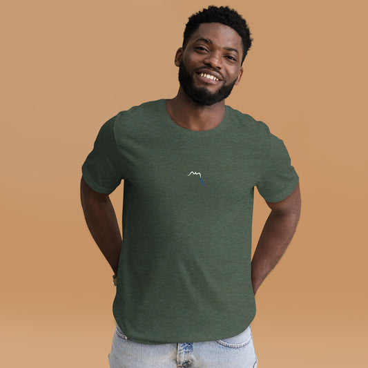 Vue de face du t-shirt H/F Basic - coloris vert forêt chiné