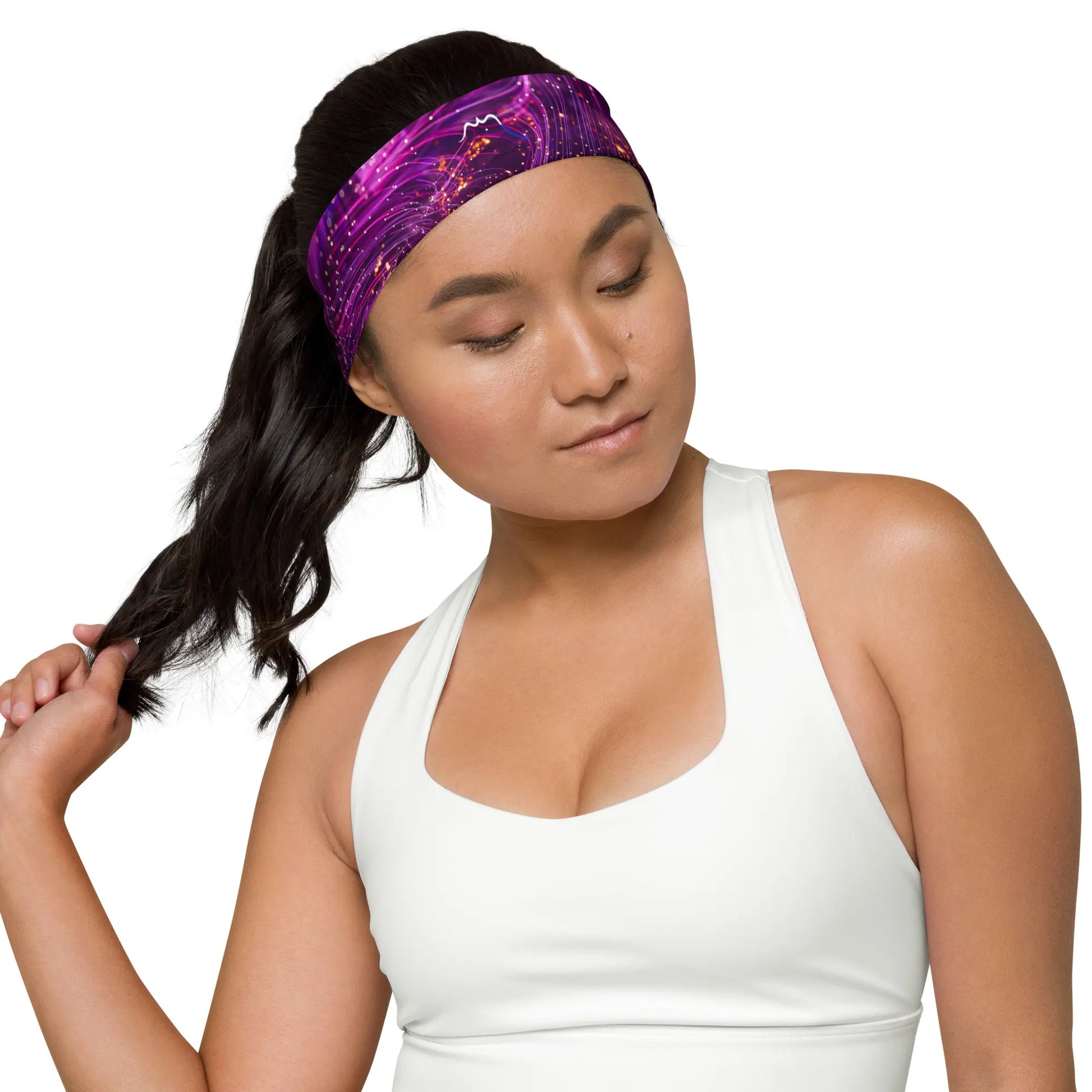 bandeau de tête porté face motif bariolé ou floral