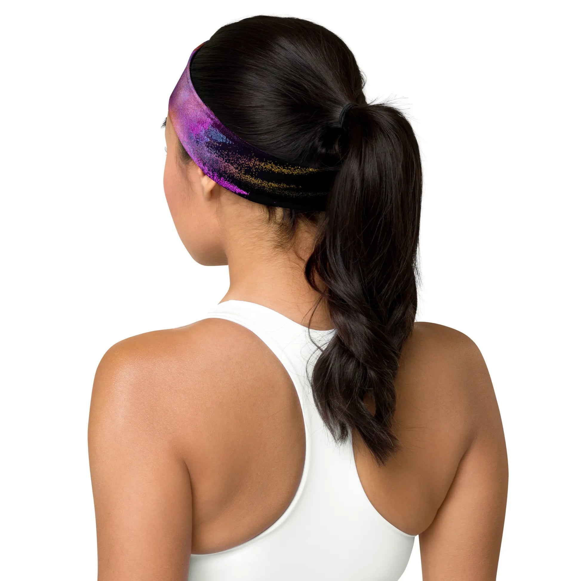 bandeau de tête porté dos motif bariolé ou floral