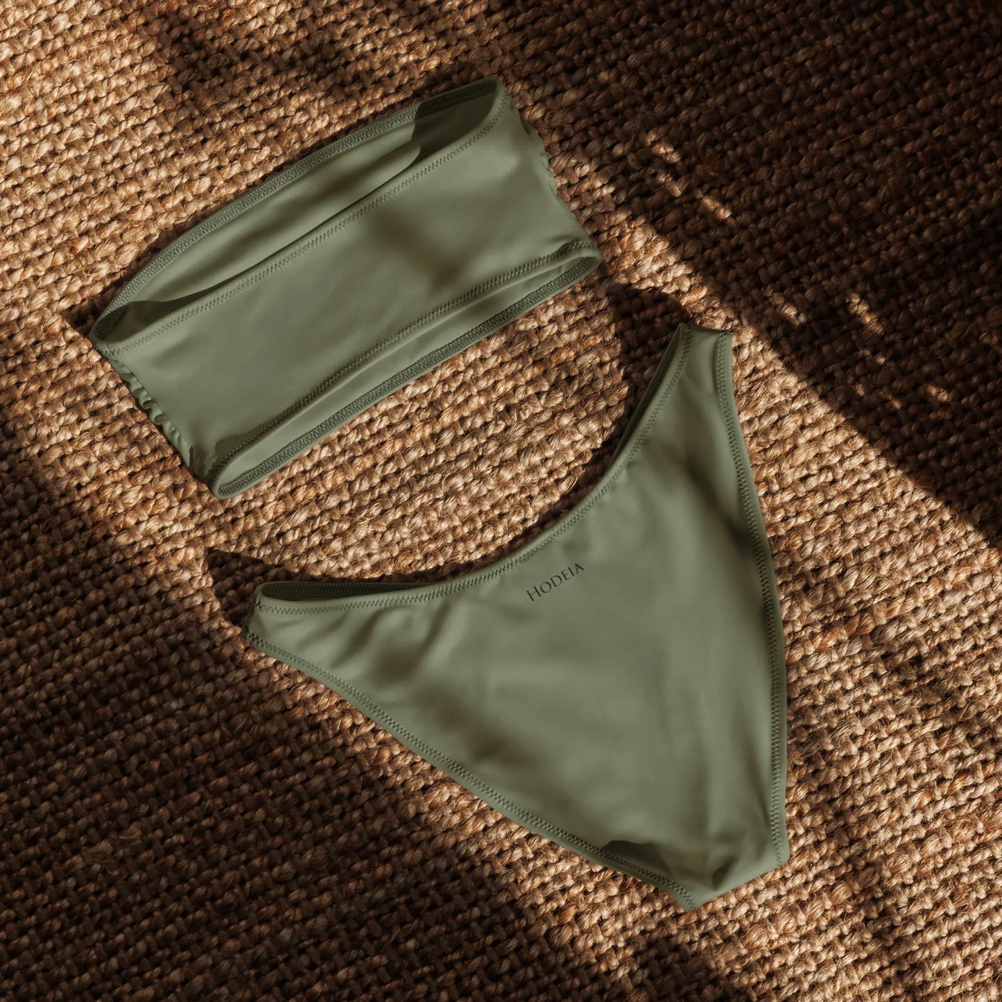 bikini bandeau éco-responsable lekeitio dos coloris vert kaki