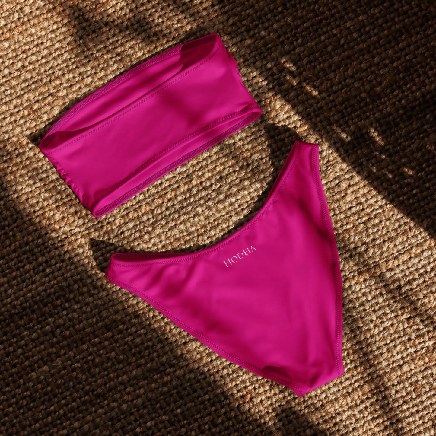 bikini bandeau éco-responsable lekeitio dos coloris rose fuchsia