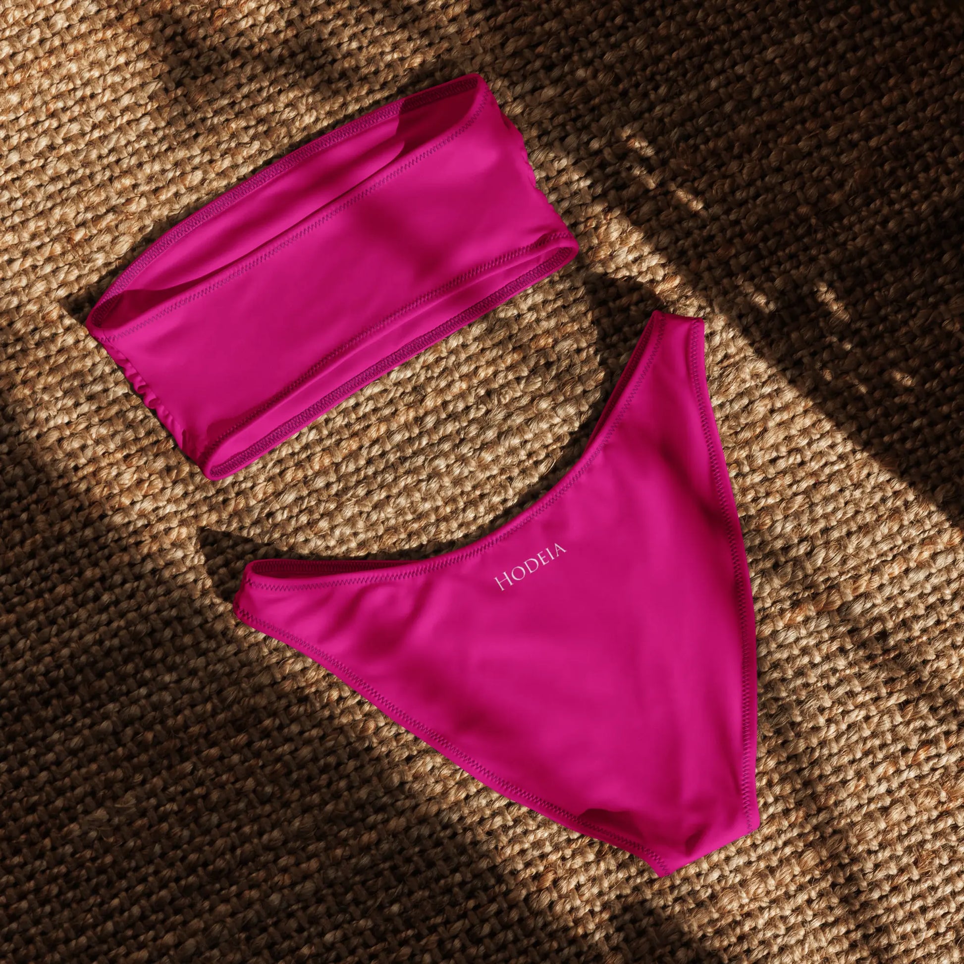 bikini bandeau éco-responsable lekeitio dos coloris rose fuchsia