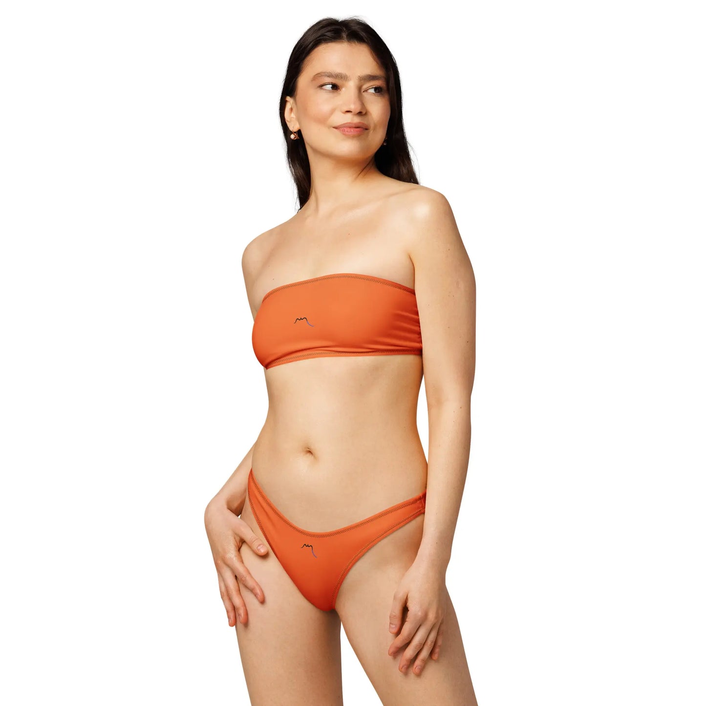 bikini bandeau éco-responsable lekeitio porté face coloris orange