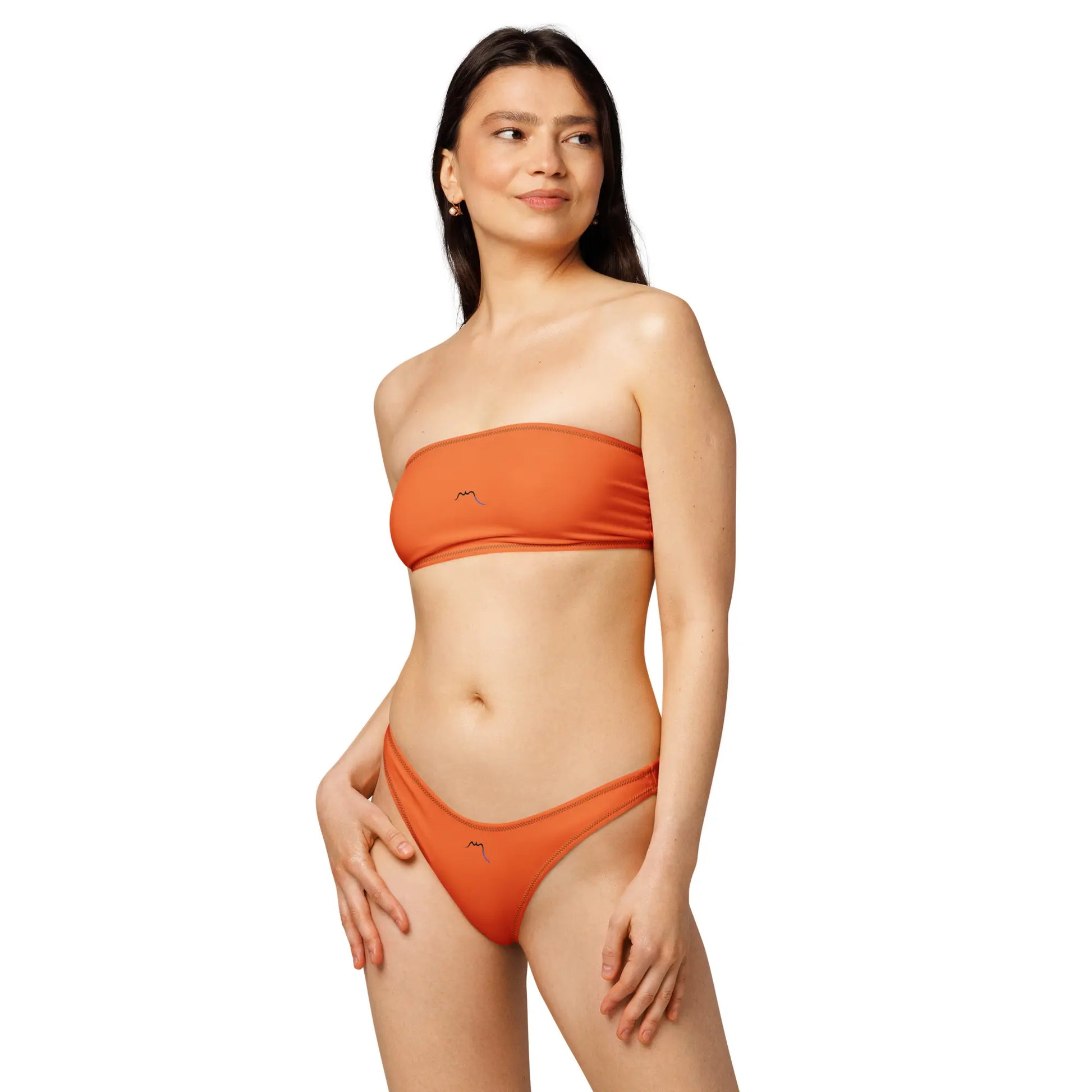 bikini bandeau éco-responsable lekeitio porté face coloris orange