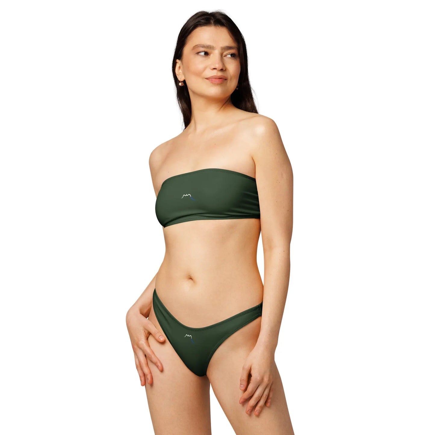 bikini bandeau éco-responsable lekeitio porté face coloris vert forêt 