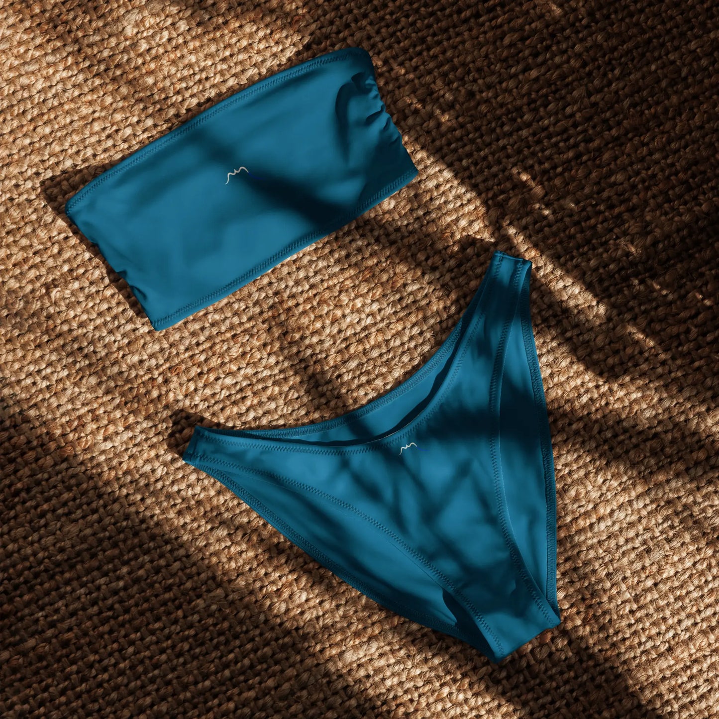 bikini bandeau éco-responsable face coloris bleu pétrole