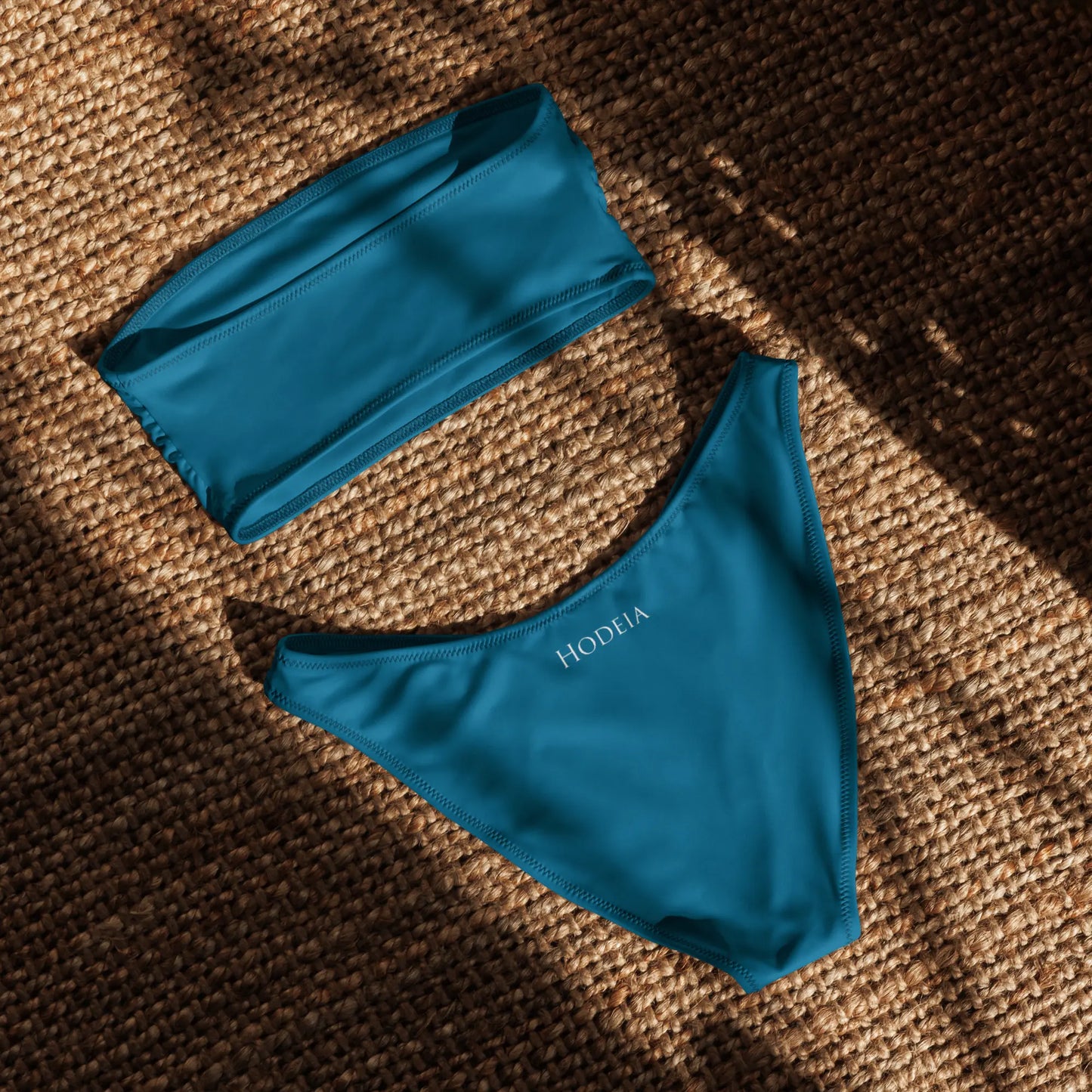 bikini bandeau éco-responsable lekeitio dos coloris bleu pétrole