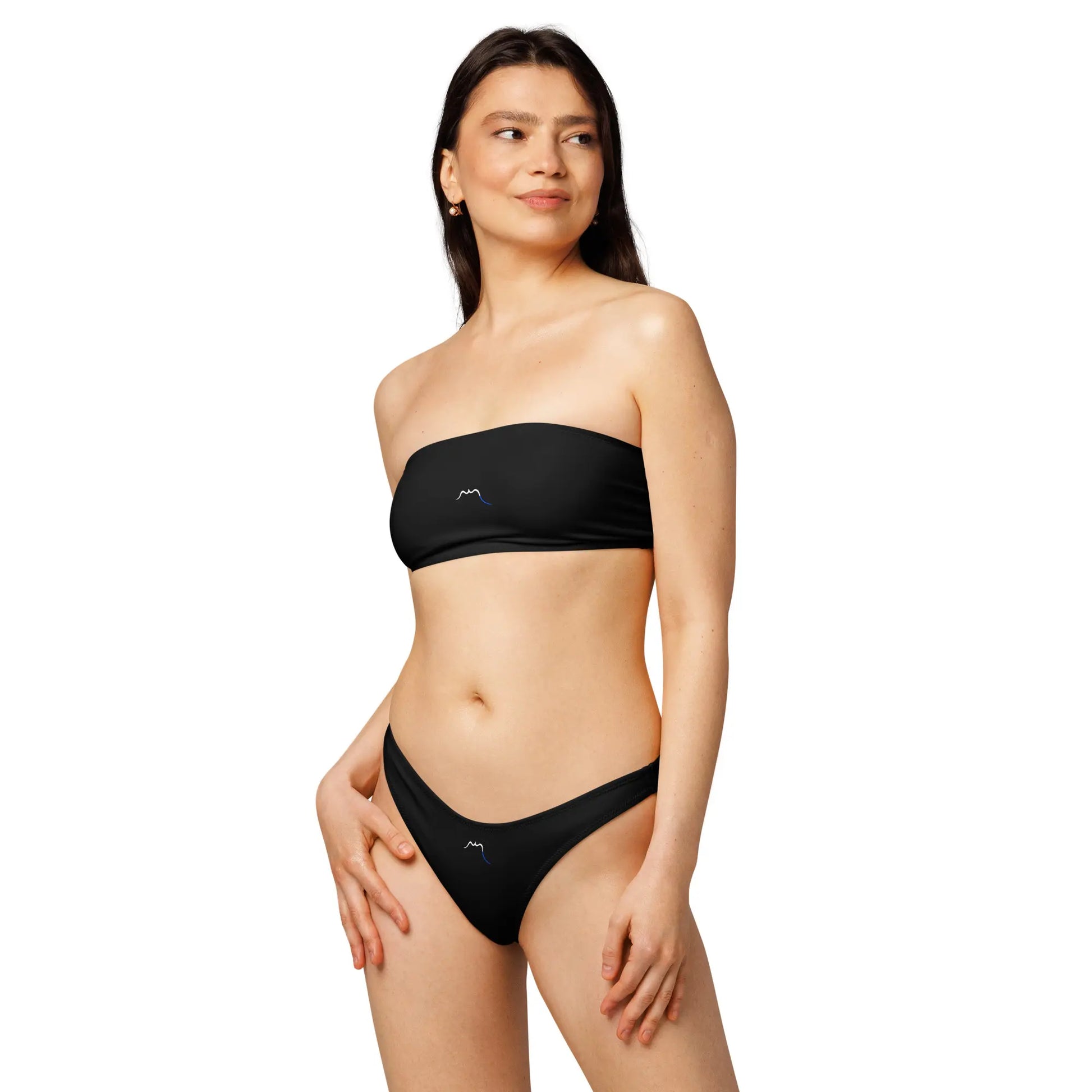 bikini bandeau éco-responsable lekeitio porté face coloris noir
