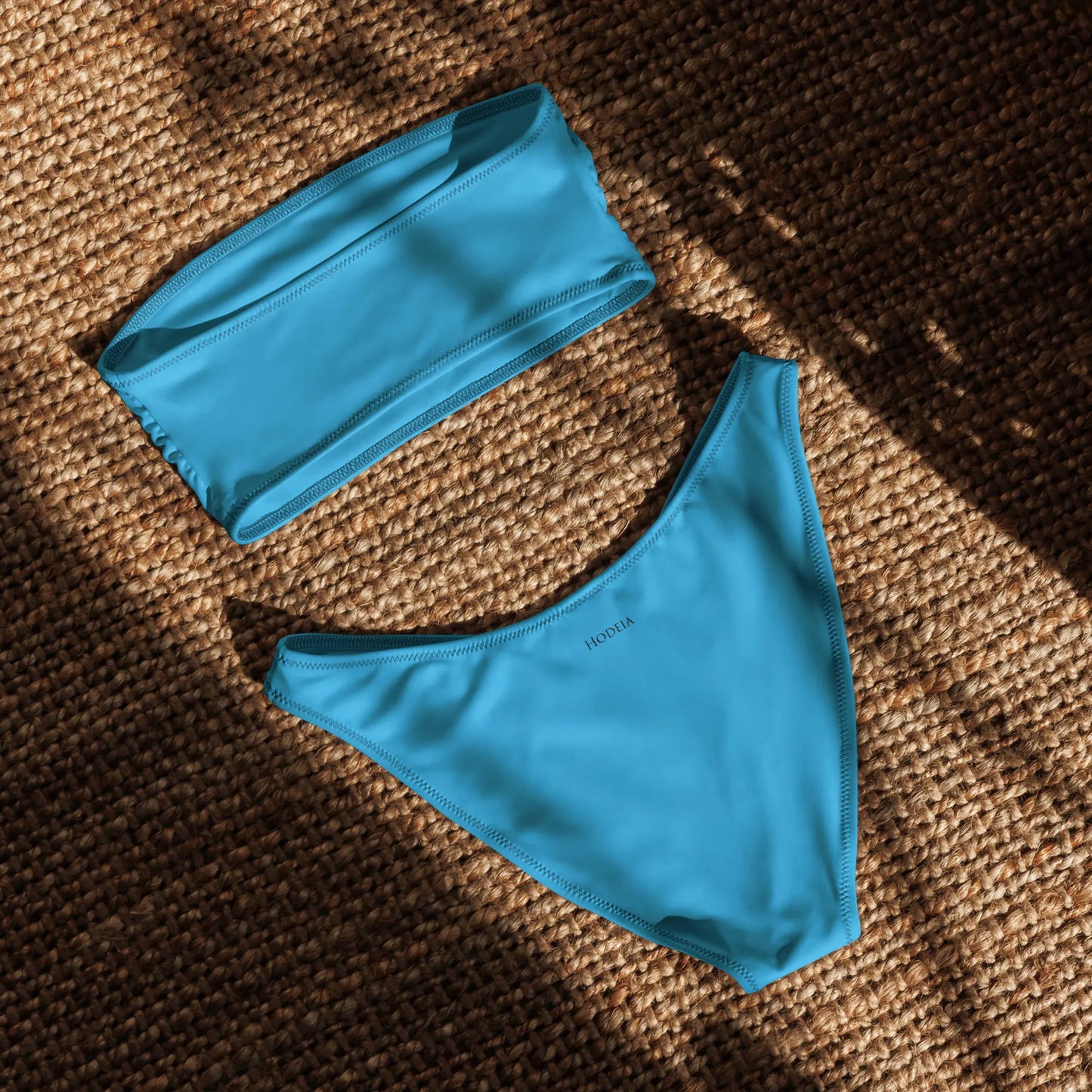 bikini bandeau éco-responsable lekeitio dos coloris bleu lagon