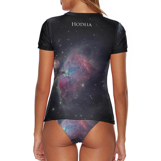 bikini de surf manches courtes zynanya dos motif nébuleuse noir
