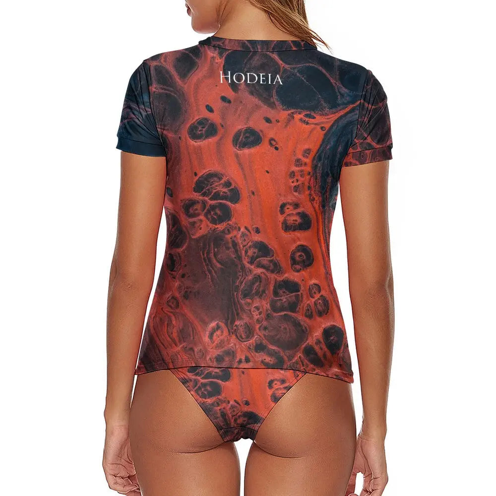 bikini de surf manches courtes zynanya dos motif cratères rouge