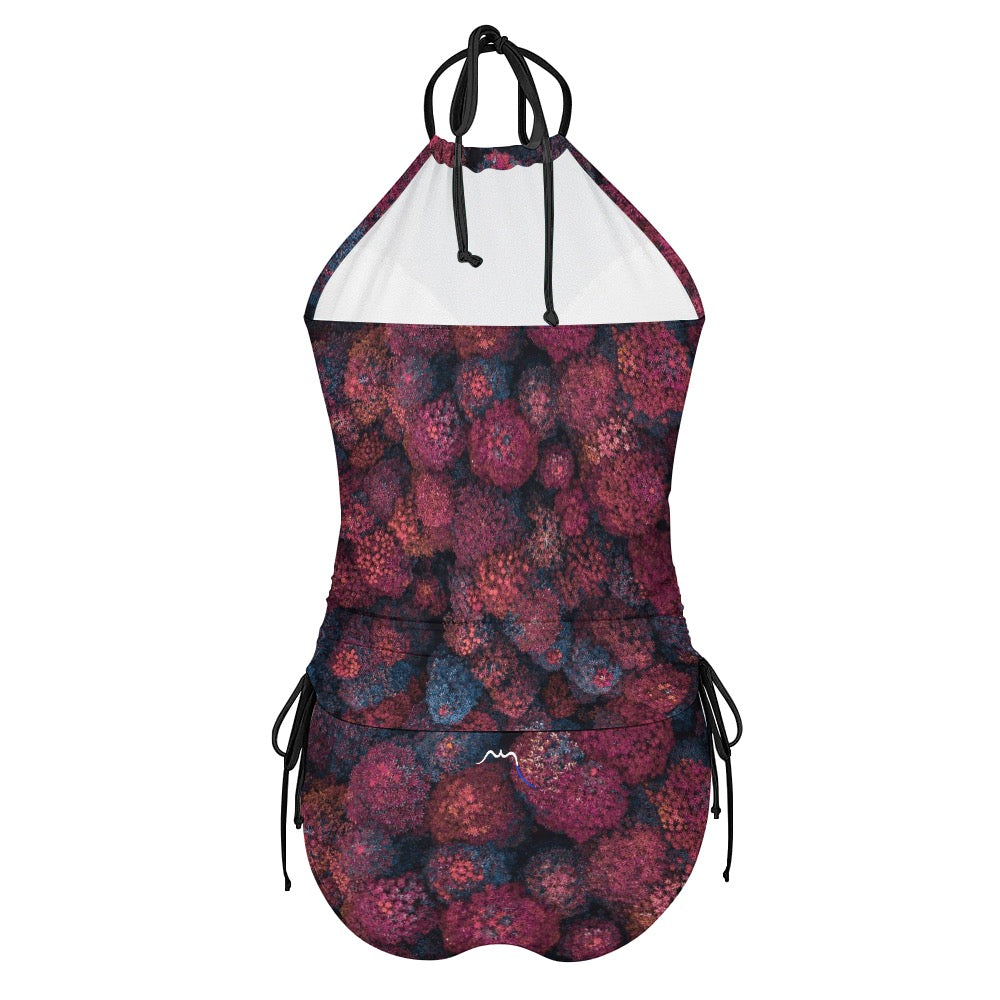 bikini dos nu azul dos coloris floral violet