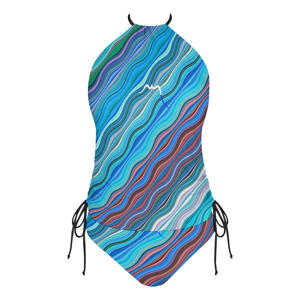 bikini dos nu azul face coloris motif ondulations bleu clair