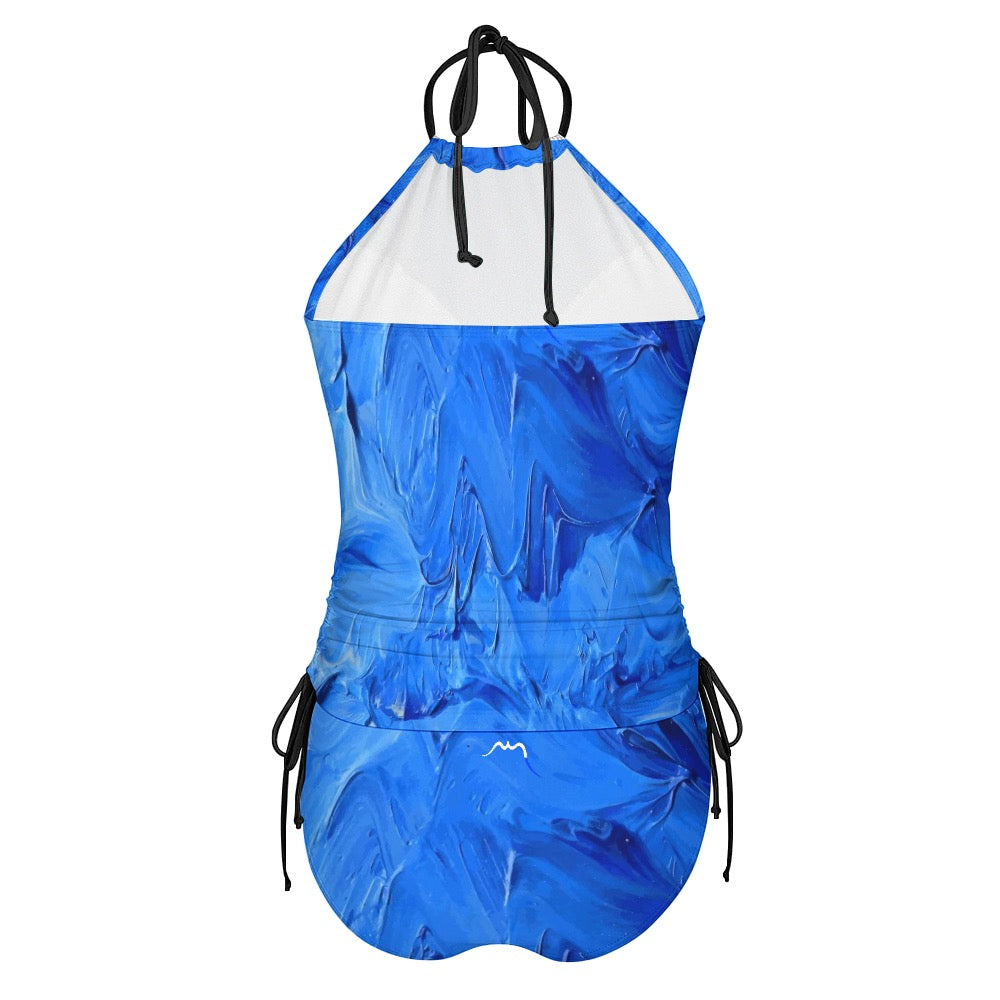 bikini dos nu azul dos coloris bleu