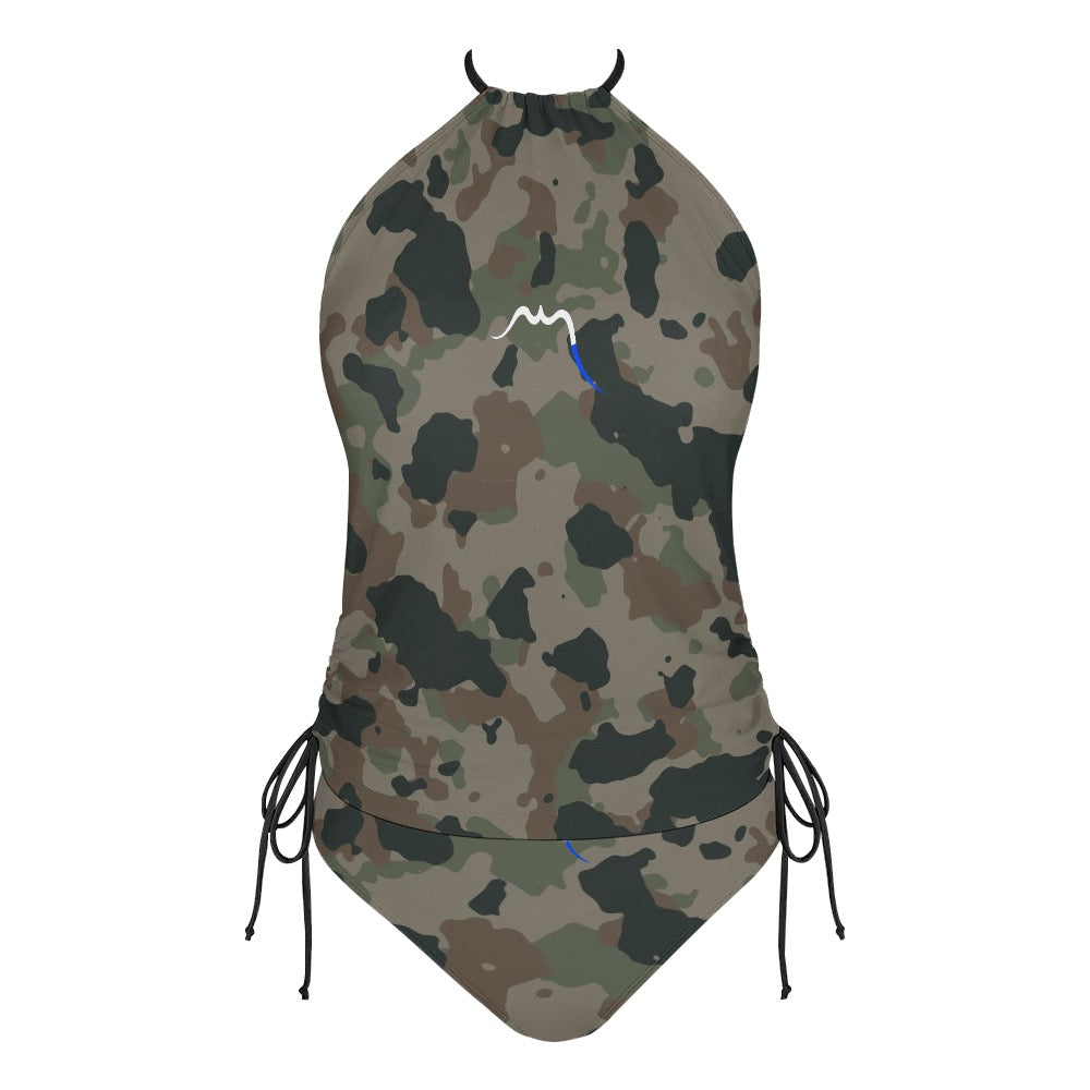 bikini dos nu azul face coloris camouflage vert kaki