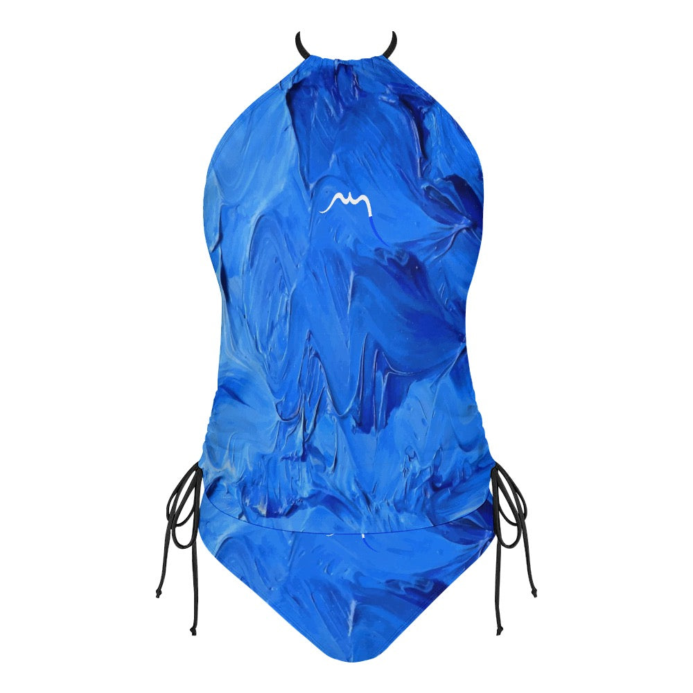 bikini dos nu azul face coloris bleu