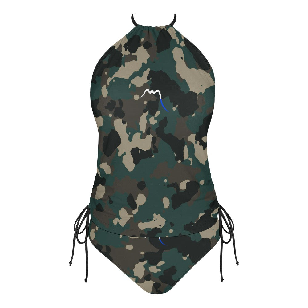 bikini dos nu azul face coloris camouflage vert forêt