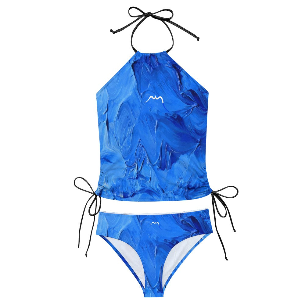 bikini dos nu azul détail coloris bleu