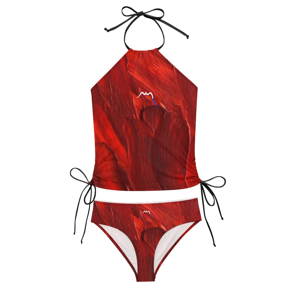 bikini dos nu azul détail coloris rouge