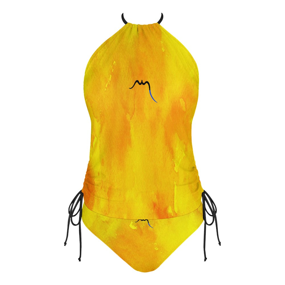 bikini dos nu azul face coloris jaune