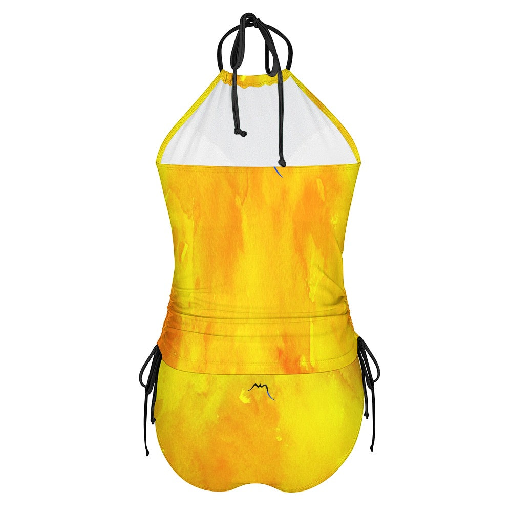 bikini dos nu azul dos coloris jaune