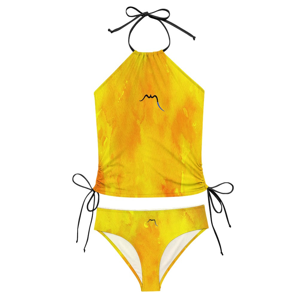 bikini dos nu azul détail coloris jaune