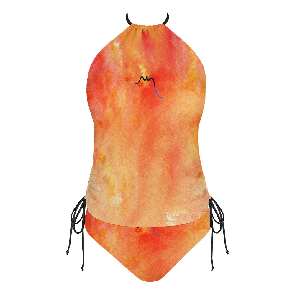 bikini dos nu azul face coloris orange