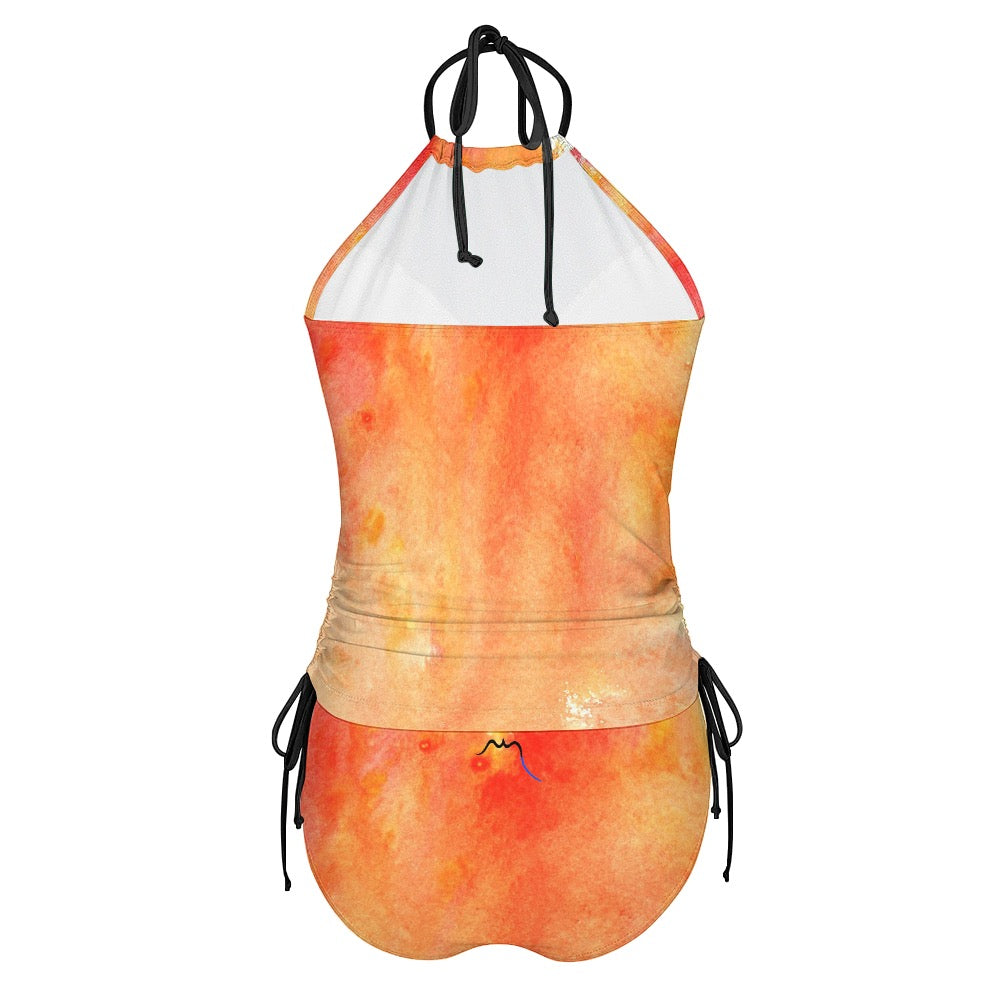 bikini dos nu azul dos coloris orange