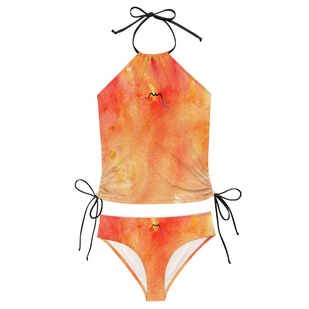 bikini dos nu azul détail coloris orange