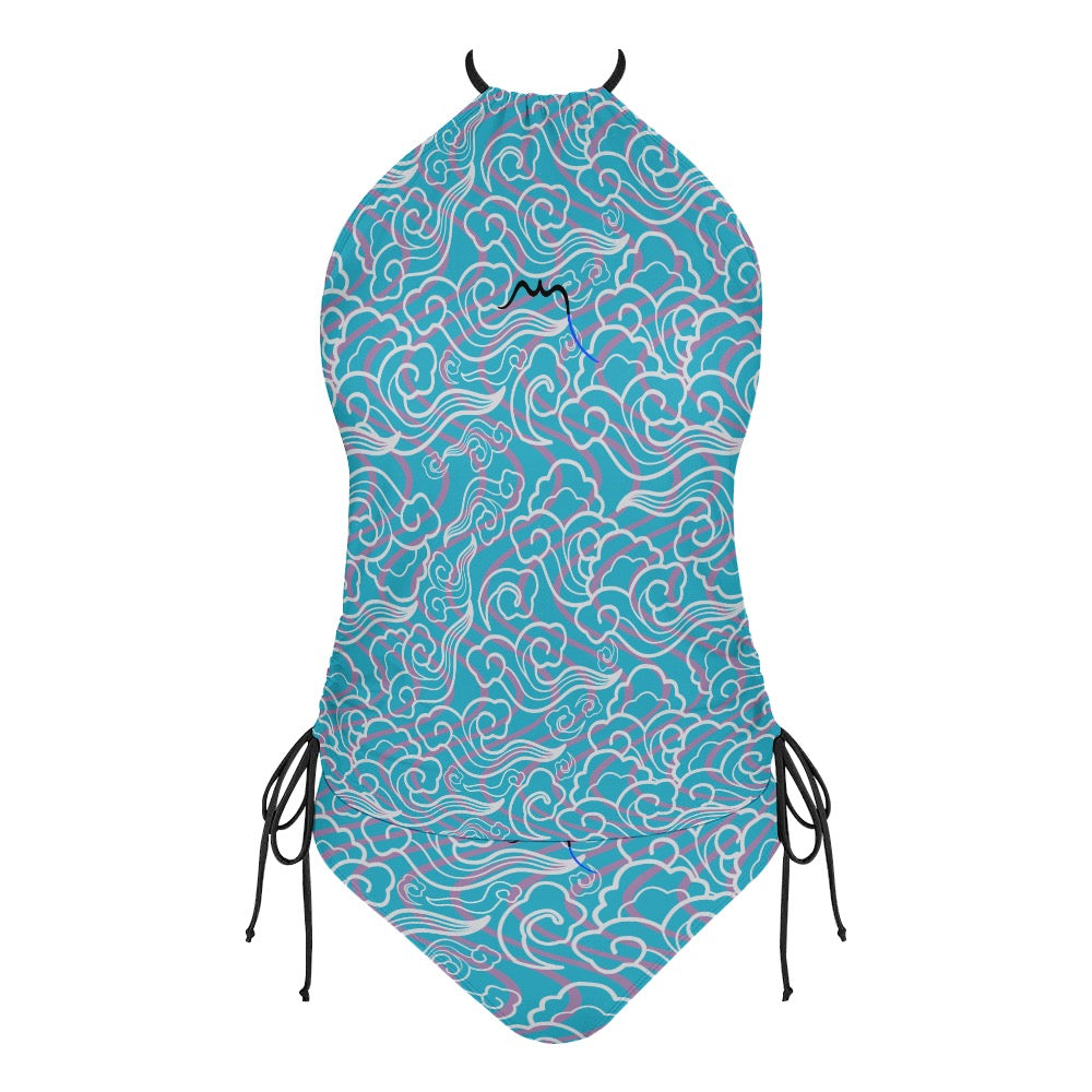 bikini dos nu azul face coloris motif bleu ciel