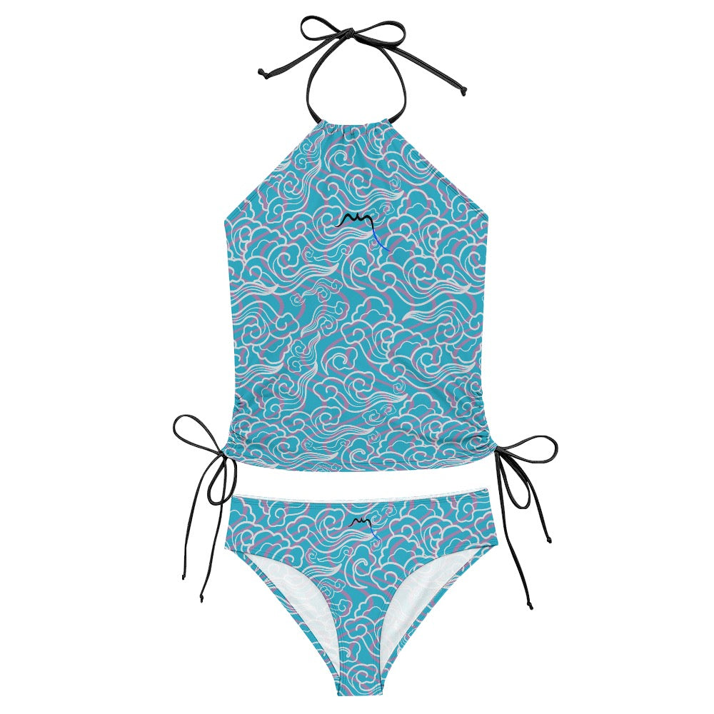 bikini dos nu azul détail coloris motif bleu ciel