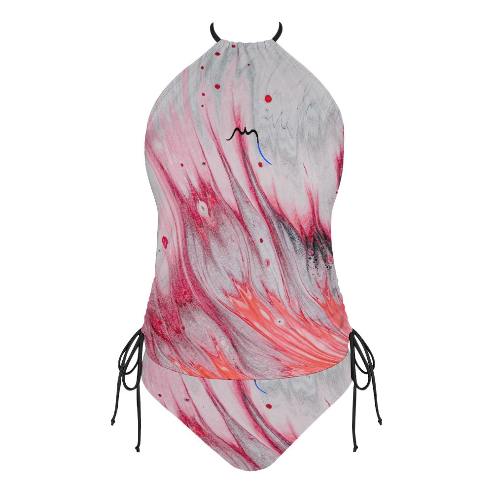 bikini dos nu azul face coloris gris et rose