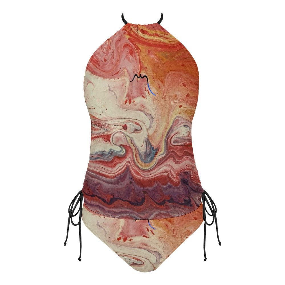 bikini dos nu azul face coloris orange et beige