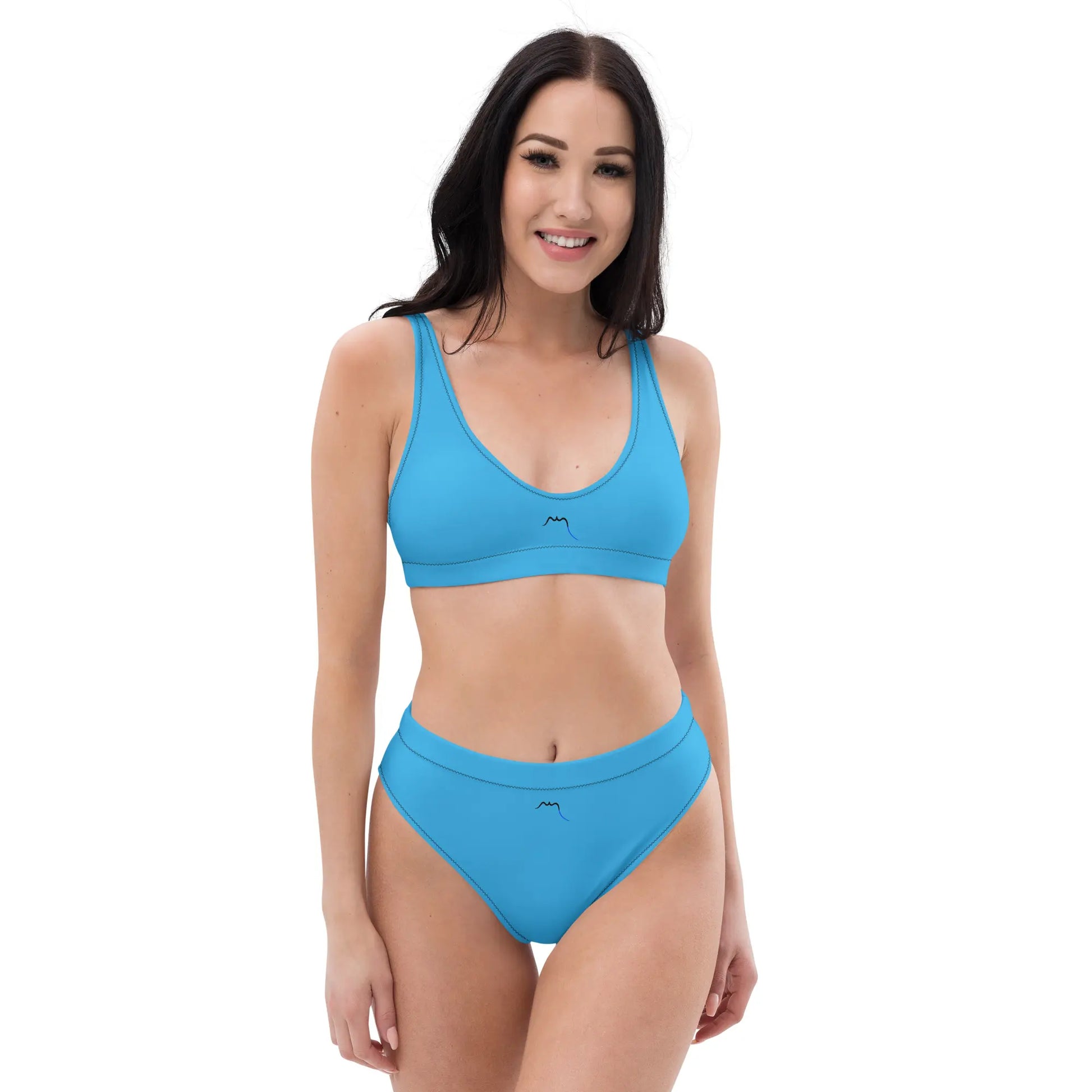 bikini éco-responsable uhabia porté face coloris bleu lagon