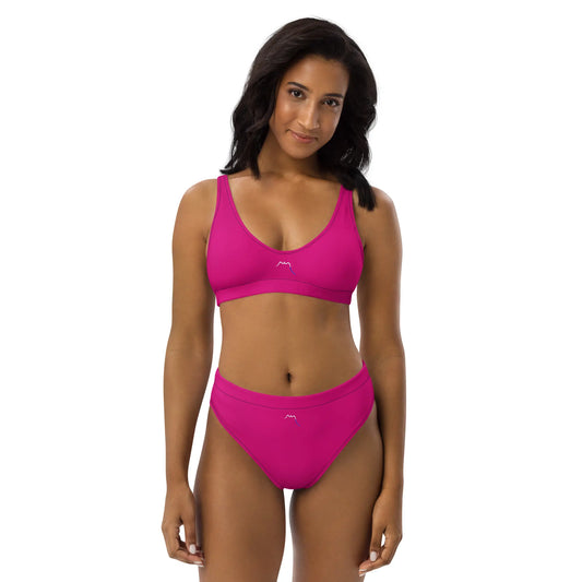 bikini éco-responsable uhabia porté face coloris rose fuchsia