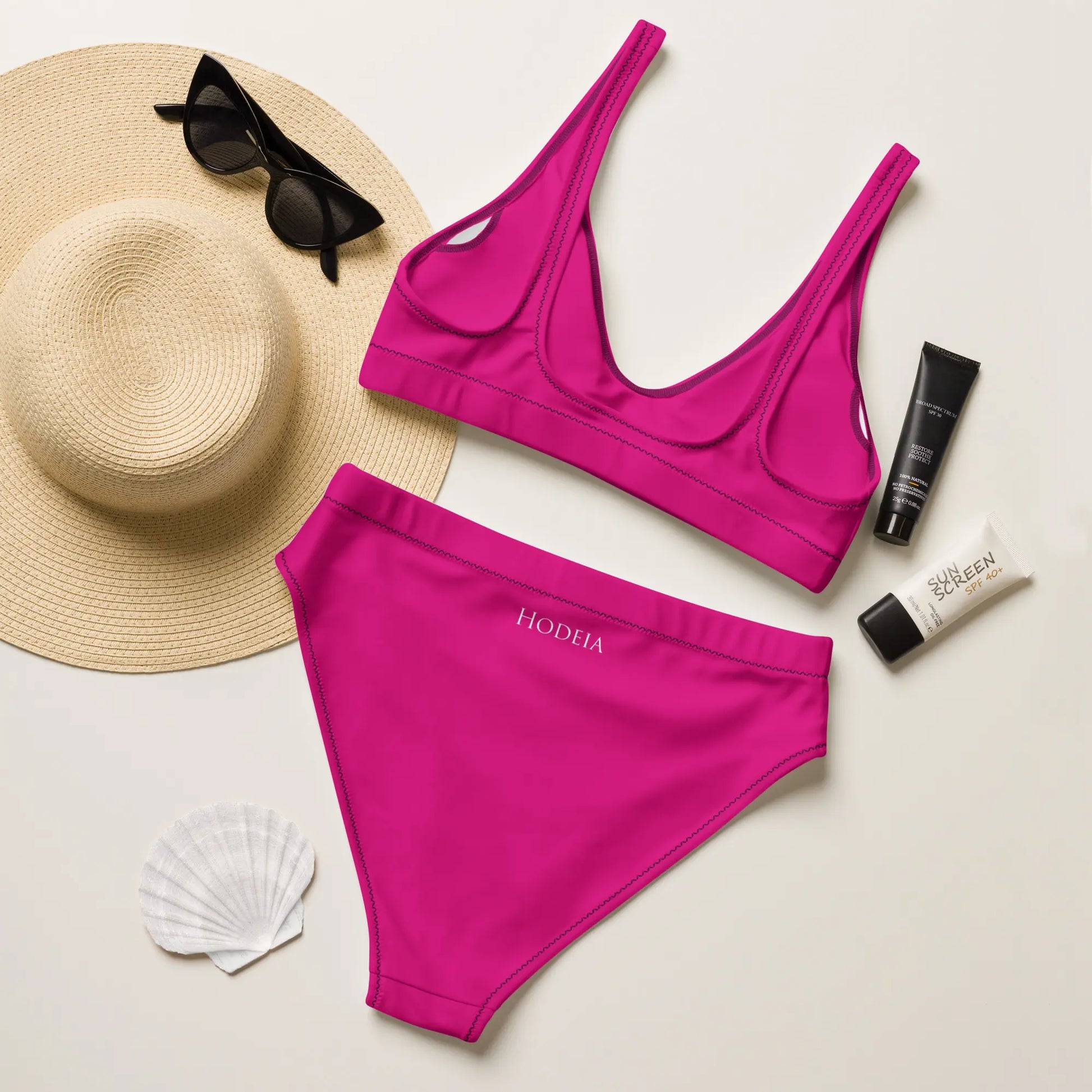 bikini éco-responsable uhabia dos coloris rose fuchsia