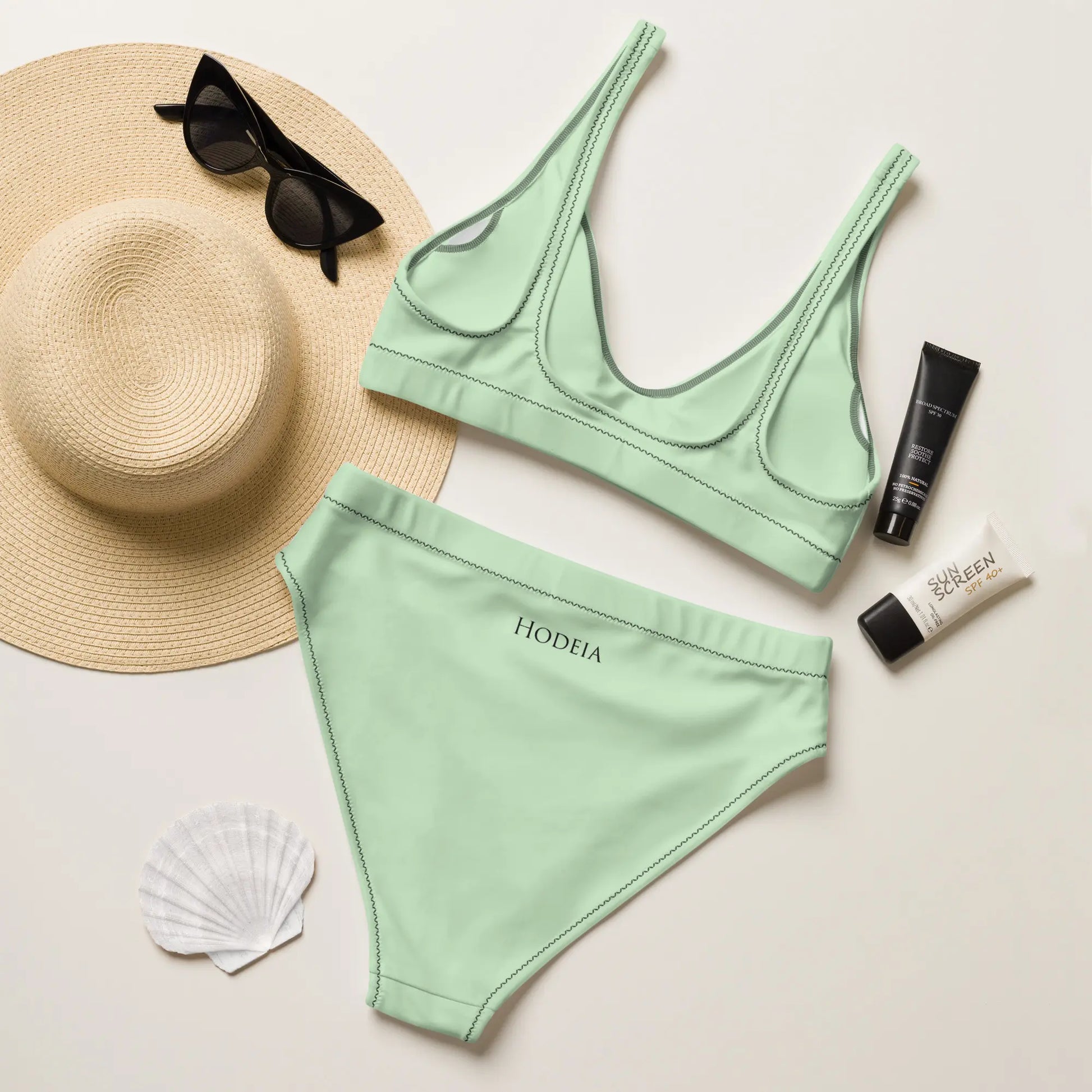 bikini éco-responsable uhabia dos coloris vert pâle