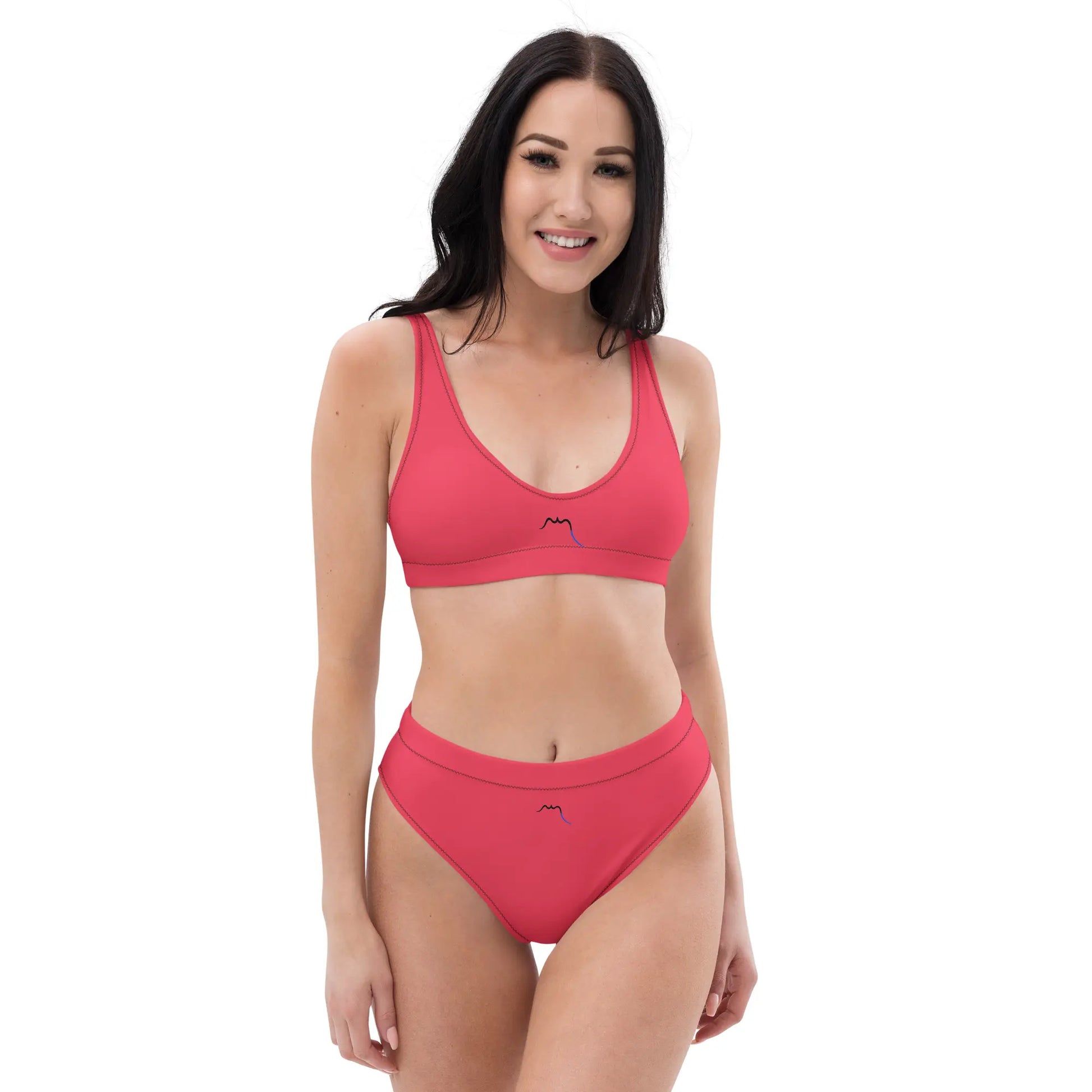 bikini éco-responsable uhabia porté face coloris rose foncé