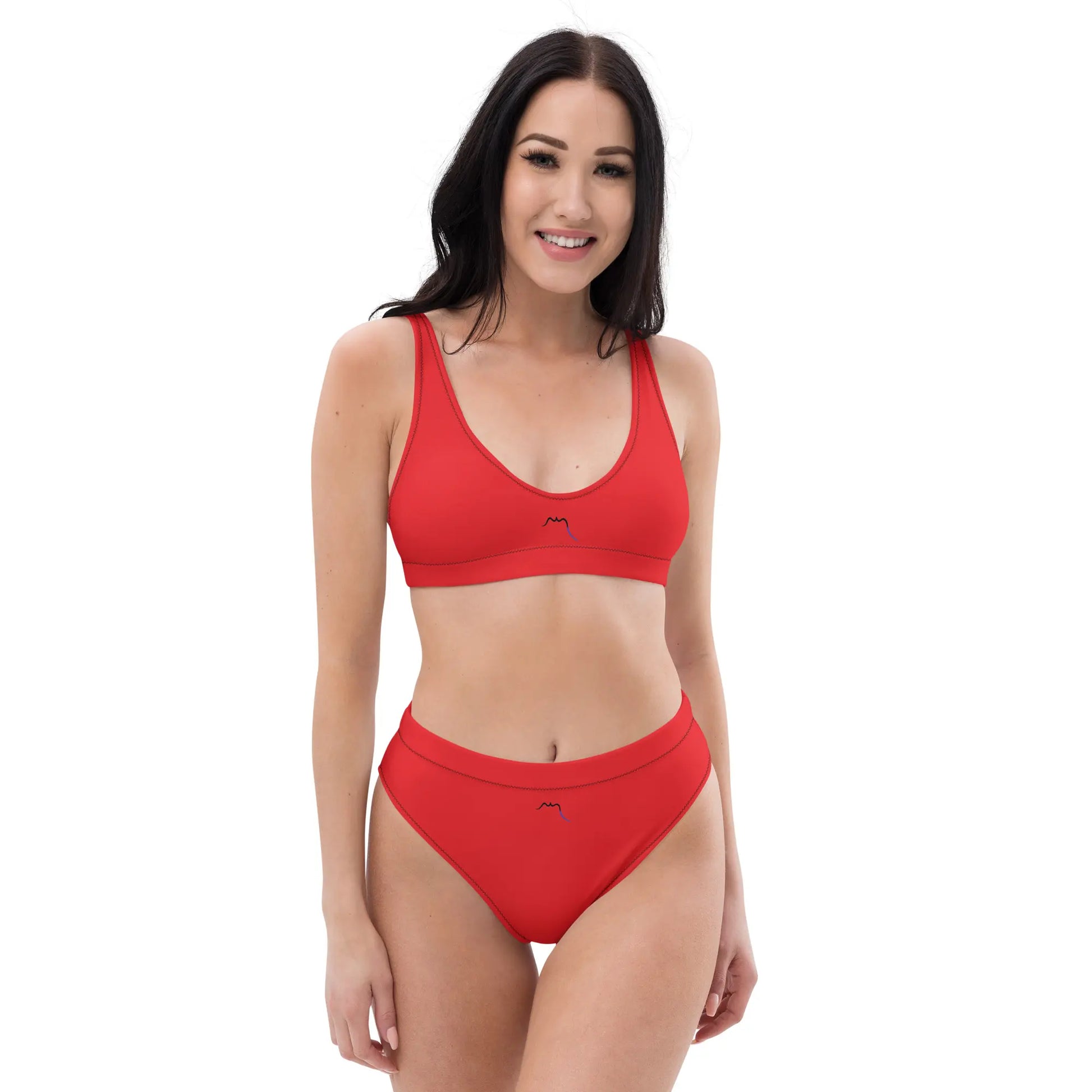 bikini éco-responsable uhabia porté face coloris rouge